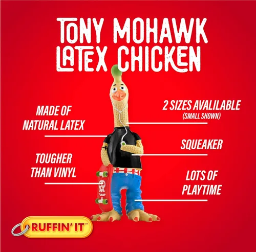 Vista 3 de Ruffin' It Tony Mohawk - Juguete de látex duradero para perro, pequeño