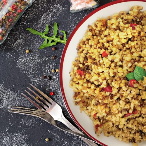 Vista 5 de Kitchen & Love Tabbouleh & Quinoa Medley Bolsa precocinada, lista para microondas, estable en el almacenamiento, sin OMG, sin gluten y lácteos, a