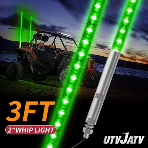 Vista 14 de 1 luz azul de látigo COB de 3 pies, impermeable, para poste de bandera para lado a lado, luz de látigo COB UTV para Can-Am Polaris ATV UTV Dune