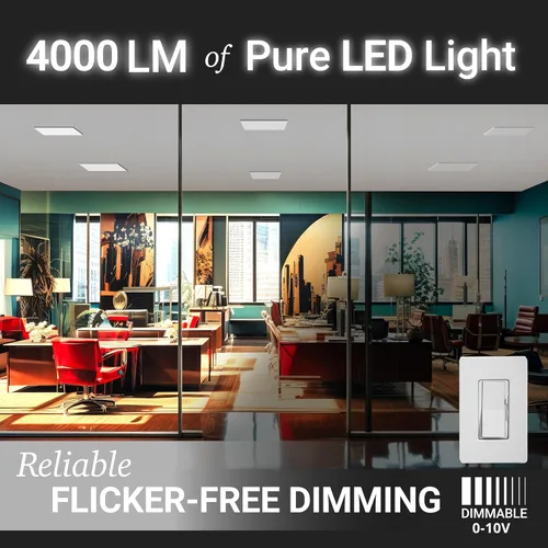 Vista 6 de NUWATT Luz LED de panel plano de montaje en superficie cuadrada de 2 x 2 pies, 120-277 V, 3CCT 3000 K/4000 K/5000 K seleccionable, 4000 lm, 40 W