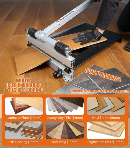 Vista 6 de CUTTEREX Heavy Duty 13" profesional cortador de piso de vinilo, pisos multicapa, parquet, paneles de pared de fibrocemento, base cóncava de goma