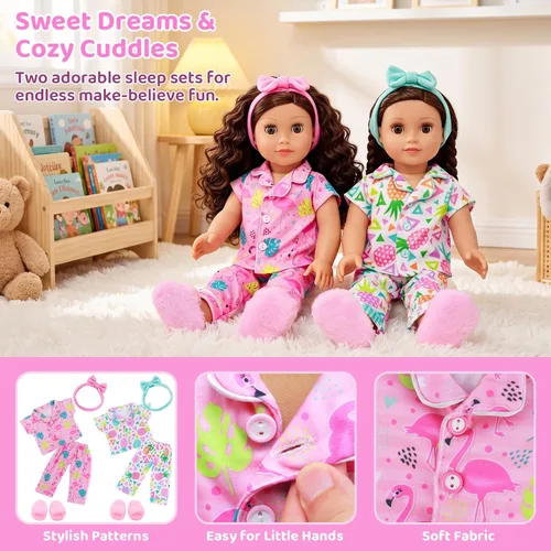Vista 9 de ZITA ELEMENT Ropa de muñeca de niña de 18 pulgadas, accesorios de fiesta