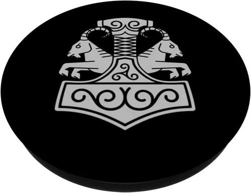 Vista 2 de Martillo vikingo Mjolnir de mitología nórdica Pagan Thors PopSockets intercambiables PopGrip