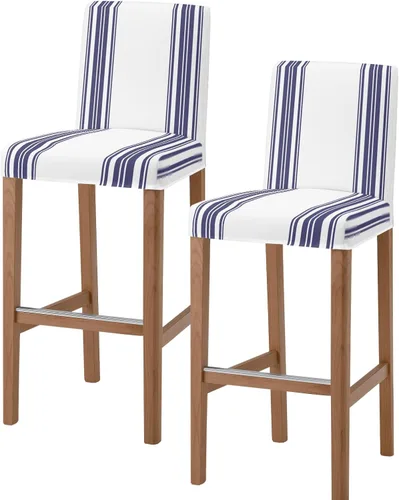 Vista 12 de Juego de 2 fundas elásticas para taburetes de bar, color azul marino, gris, negro, para sillas de comedor, modernas, geométricas, artísticas