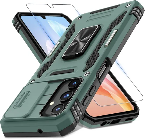 Vista 62 de DEERLAMN Funda para Samsung Galaxy A15 5G con cubierta deslizante para la cámara + protector de pantalla (1 paquete), soporte de anillo giratorio