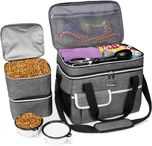Vista 8 de BAGLHER Bolsa de viaje para perros, mochila de suministros para mascotas, bolsa de almacenamiento de 5 piezas con correa para el hombro, 2