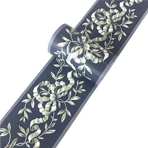 Vista 2 de Simplemuji - Papel tapiz autoadhesivo de 32.8 ft (32.8 ft), diseño floral azul, borde decorativo para el hogar, techo, para baño, sala de estar