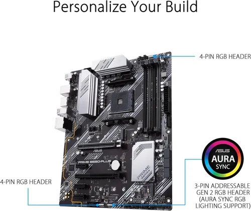 Vista 5 de ASUS Prime B550-PLUS AMD AM4 Zen 3 Ryzen 5000 y 3ª generación Ryzen ATX placa base