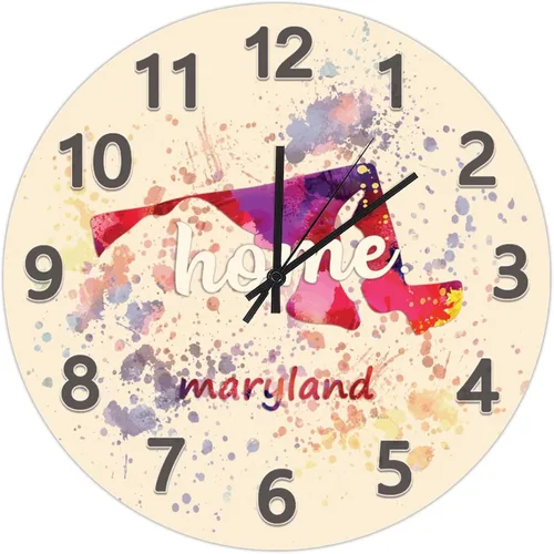 Vista 43 de UFunhome Reloj de pared con mapa del estado de Nevada, acuarela, Estados Unidos, reloj redondo de madera, funciona con pilas, silencioso, sin