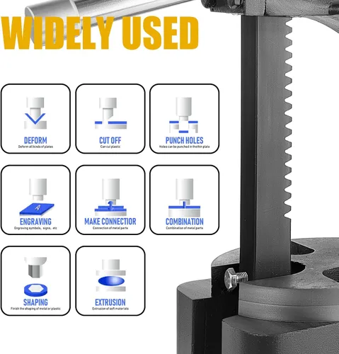 Vista 5 de RQR Prensa de eje de 2 toneladas, prensas de eje resistentes, prensa manual de escritorio de hierro fundido para remachar, perforar agujeros