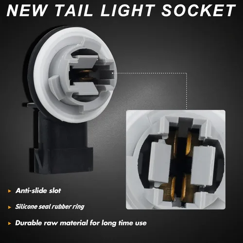 Vista 3 de HERCOO Socket de Luz Trasera de Señal de Giro Luces de Lámpara Trasera Soporte de Conectores de Enchufe de Arnés de Cableado Compatible con Dodge