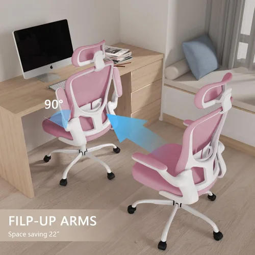 Vista 14 de Silla de oficina, silla de escritorio ergonómica de respaldo alto, silla de escritorio de malla transpirable con soporte lumbar ajustable