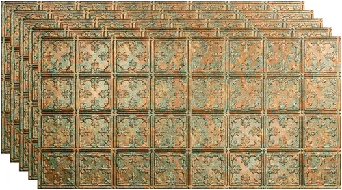 Vista 25 de FASÄDE - Panel adhesivo para techo de vinilo decorativo con estilo/patrón tradicional de 2 x 4 pies en plata entrecruzada (paquete de 5)