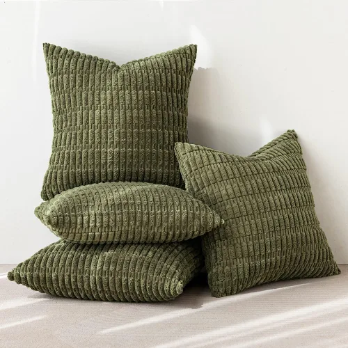 Vista 4 de MIULEE Paquete de 4 fundas de almohada decorativas neutras de 16 x 16 pulgadas para sofá, sala de estar, cama, estilo rústico, granja, bohemio