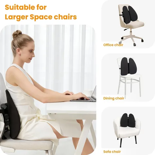 Vista 9 de Soporte ergonómico para respaldo para silla de oficina, asiento de almohada lumbar para postura y espalda baja, altura ajustable, cojín de respaldo