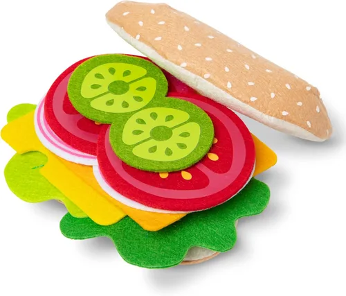 Melissa & Doug alimentos de fieltro, set de juego para preparar sandwich, 33 piezas.