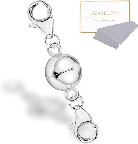 Vista 7 de Collar magnético de plata de ley 925 con doble cierre de langosta, cierres y broches de joyería de plata de ley, cierre doble para collar y pulsera