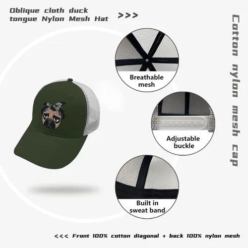 Vista 7 de Gorra de béisbol con diseño de perro Pug, gorras de béisbol vintage para hombre