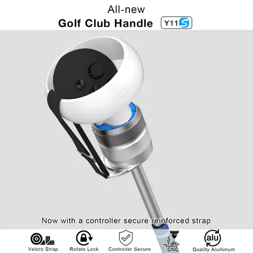 Vista 2 de VR Golf Club Handle Accessory for Oculus Quest 2 Meta Quest Pro (2023UPGRADED VERSION), Metal Golf Club Attachment With Secure Reinforced Straps