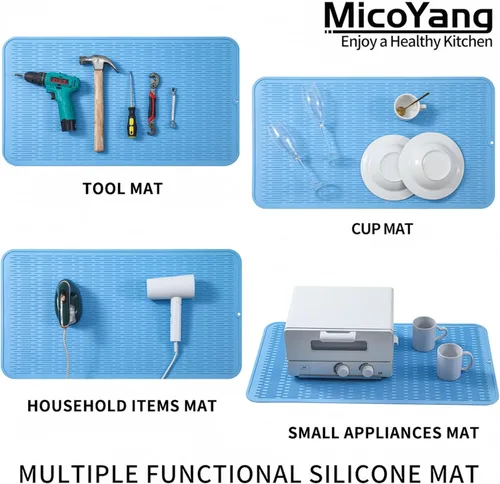 Vista 546 de MicoYang Alfombrilla de Silicona para Secar Platos de Múltiples Usos, Fácil de Limpiar, Ecológica, Alfombrilla de Silicona Resistente al Calor