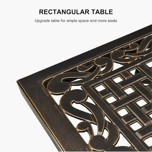 Vista 6 de PURPLE LEAF Juego de comedor de 9 piezas de muebles de aluminio fundido con mesa rectangular para césped, jardín, patio trasero, terraza