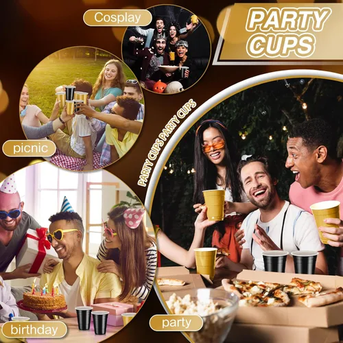 Vista 6 de Lounsweer 100 vasos desechables de 16 onzas para fiesta, de plástico, resistentes, para graduación, baby shower, boda, barbacoa, cumpleaños, picnic