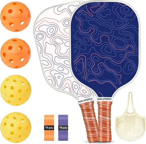 Vista 26 de niupipo Pickleball Paddles Set of 2 or 4, USAPA Approved Fiberglass Pickleball Paddle Set with Balls and Bag, Polypropylene Honeycomb Core