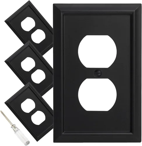 Vista 13 de Placa de pared, cubiertas de toma de corriente dúplex, cubierta de interruptor de luz negro mate - Placa de cubierta de toma de corriente eléctrica