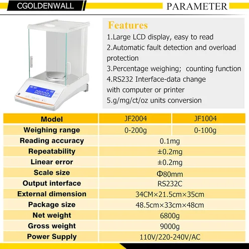 Vista 4 de CGOLDENWALL Balanza analítica de alta precisión 0.00 oz Balanza electrónica de la balanza de laboratorio digital de la balanza de la precisión