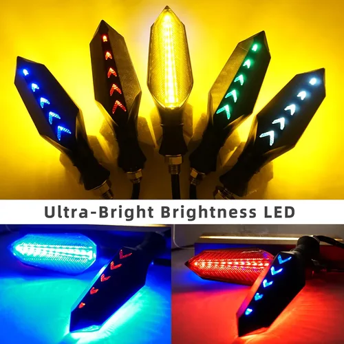Vista 8 de Luces LED intermitentes para motocicleta, universales, delanteras y traseras, DC 12v, parpadeo fluido, indicador de señal para motocicletas