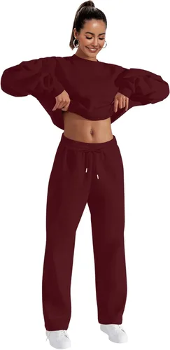 Vista 5 de FUPHINE Conjunto de dos piezas para mujer, holgado, de manga larga, sin botones y pantalones, conjuntos de descanso
