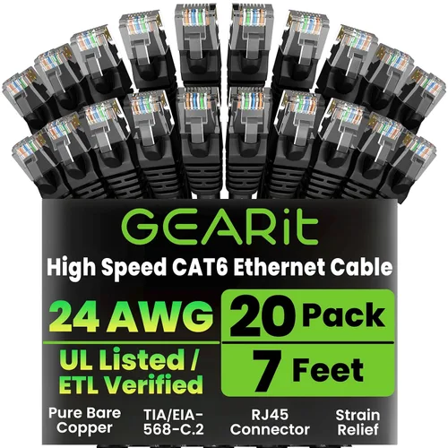 Vista 21 de GEARit Paquete de 50 cables Ethernet Cat6 de 0.5 pies Cable de conexión de red RJ45, conectores chapados en oro sin enganches de 10 Gbps, cable