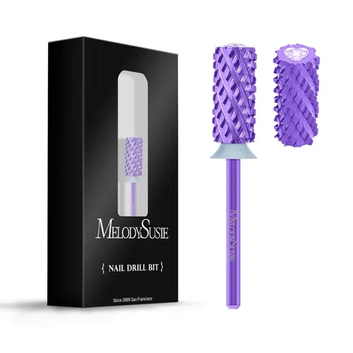 Vista 11 de MelodySusie Broca de carburo de tungsteno de barril grande de 3/32 pulgadas, forma de corazón rosa con parte superior de cristal, gel acrílico