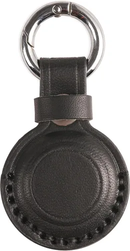 Llavero de Cuero Genuino Compatible con Airtag, Soporte Seguro para Llavero de Air Tag, Funda de Cubierta de Anillo de Llavero de Accesorios - Negro