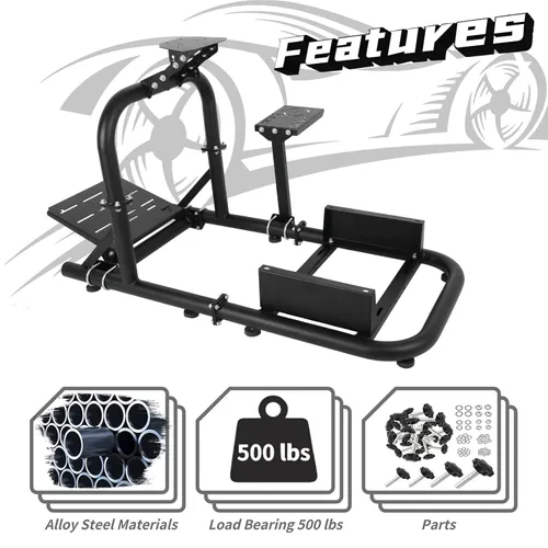 Vista 3 de Dardoo Gaming Simulator Cockpit with Alloy Steel Racing Wheel Stand Compatible with Logitech G25 G27 G29 G920 G923 Fanatec Thrustmaster T300RS