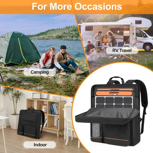 Vista 6 de HODRANT Bolsa de almacenamiento para paneles solares, mochila de viaje compatible con Jackery SolarSaga 100W 100X 200W, funda de transporte