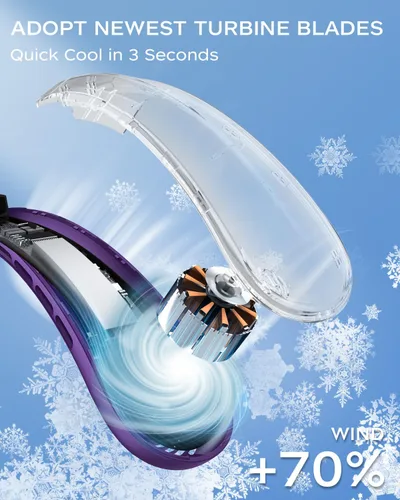 Vista 2 de Ventilador de cuello, ventilador portátil alrededor del cuello, ventilador personal con batería de 5200 mAh con USB recargable, 3 velocidades