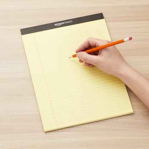 Vista 7 de Yaxa Basics Bloc de notas de escritura con rayas anchas de 50 hojas, 8.5 x 11.75 pulgadas, paquete de 12, 600 hojas perforadas, canario