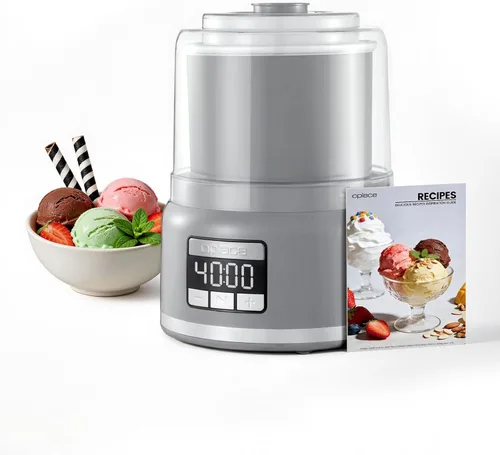 Máquina para hacer helados de encimera (2.1 cuartos de galón), sorbete comercial y yogur congelado, potente motor de mezcla inferior con