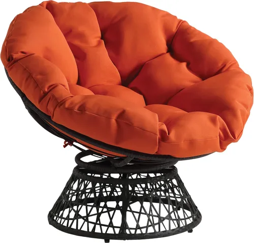 Vista 18 de OSP Home Furnishings – Silla Papasan de mimbre con giro de 360 grados, marco marrón con cojín marrón