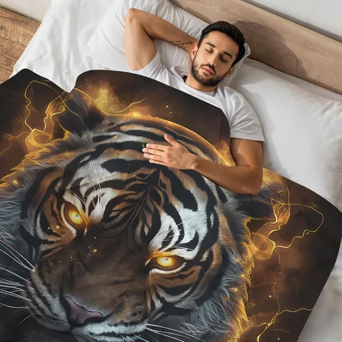 Vista 5 de Huke Tiger Gifts - Manta de tigre negro fresco, 50 x 40 pulgadas