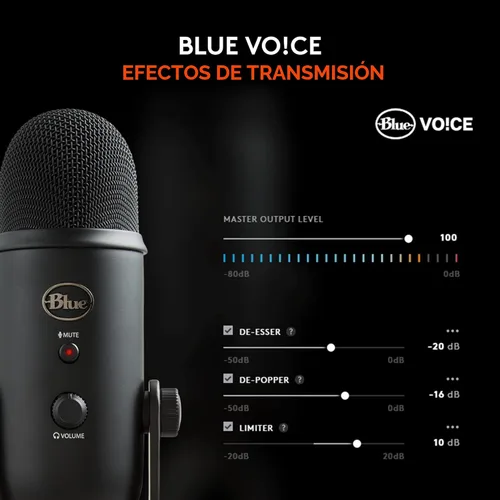 Vista 3 de Blue Yeti USB Mic para grabar y transmitir en PC y Mac, 3 cápsulas de condensador, 4 patrones de captación, salida de auriculares y control