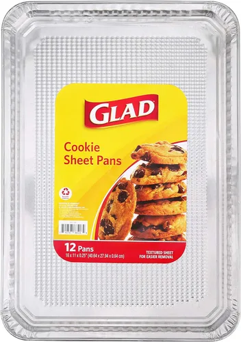 Glad Utensilios desechables para hornear de aluminio, hojas rectangulares para galletas para hornear y asar, 12 unidades - 40,6 cm x 27,9 cm x 0,64