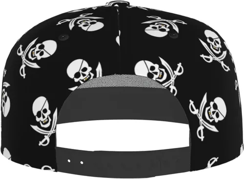 Vista 4 de Stylish Skull Adjustable Snapback Hat for Men and Women Sun Cap, Hip Hop Cap Baseball Cap Flat Bill Brim Hat