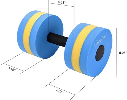 Vista 2 de UNAOIWN Pesas de agua para ejercicio de piscina, 2 mancuernas de agua, aeróbicos acuáticos, pesas de piscina de resistencia ligera, mancuernas