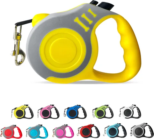 Vista 42 de Correa retráctil para perros pequeños y medianos, automática, telescópica, cinta para mascotas de 10/16 pies, duradera y práctica, con asa