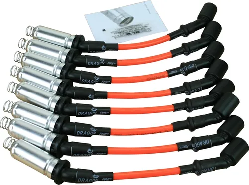 Vista 2 de DRAGON FIRE PERFORMANCE - Juego de cables de bujía naranja de ajuste directo de 0.335 in compatible con Buick Chevrolet GMC Cadillac Pontiac Hummer