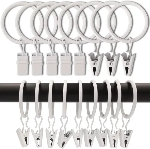 Vista 14 de LLPJS Paquete de 44 ganchos para anillos de cortina, clips para colgar cortinas y lazos, 1 pulgada de diámetro interior, se adapta a barras de hasta