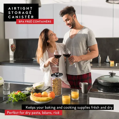 Vista 5 de DWËLLZA KITCHEN Recipientes herméticos para almacenamiento de alimentos con tapas, juego de 4 recipientes herméticos para cocina, juego