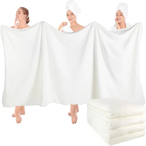 Preboun 4 toallas de baño de vellón de gran tamaño, 40 x 80 pulgadas, toallas de baño extra grandes de microfibra coral terciopelo coral altamente
